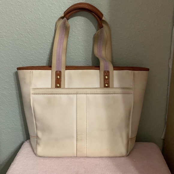 Coach nylon and leather Hampton tote shoulder handbag - Picture 2 of 7